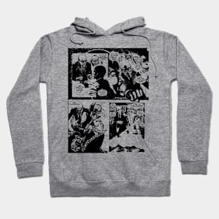 Retro Horror Comic Ink Black No Background Hoodie